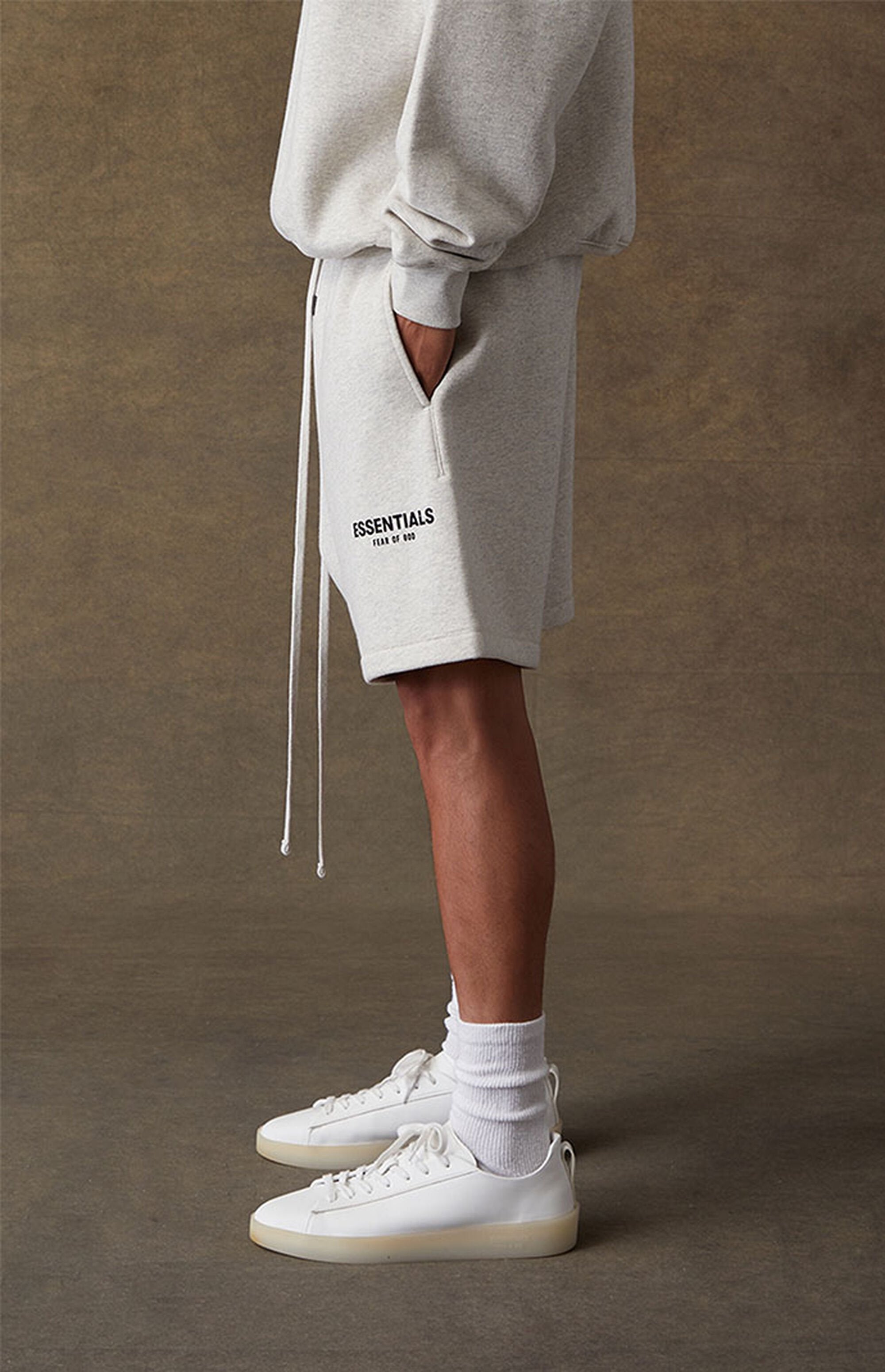Fear of God Essentials Light Oatmeal Sweat Shorts