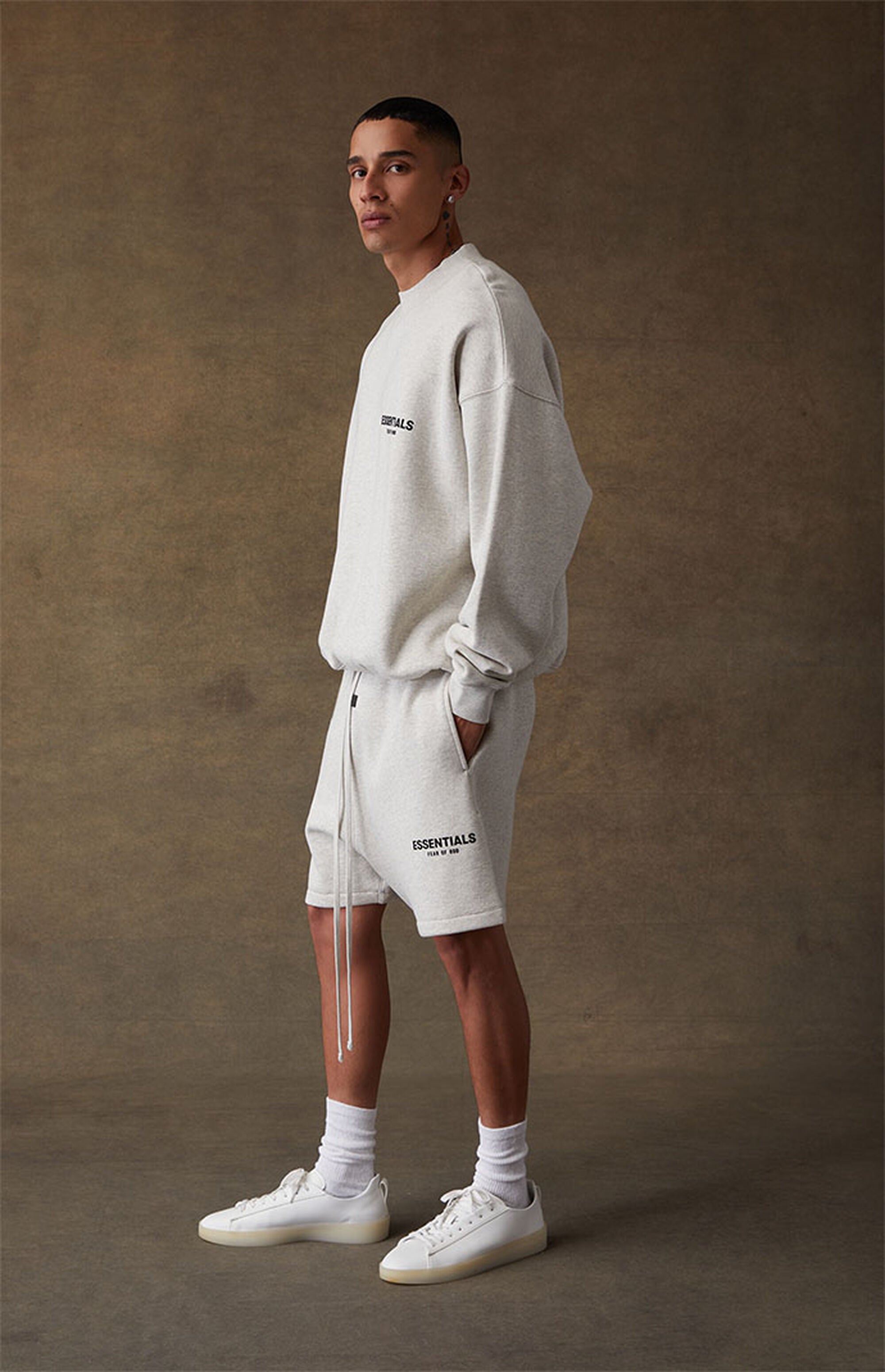 Fear of God Essentials Light Oatmeal Sweat Shorts