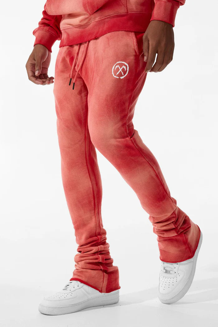 Jordan Craig Afterlife Pullover Hoodie and STACKED SWEATPANTS sets (Red) 8631H
