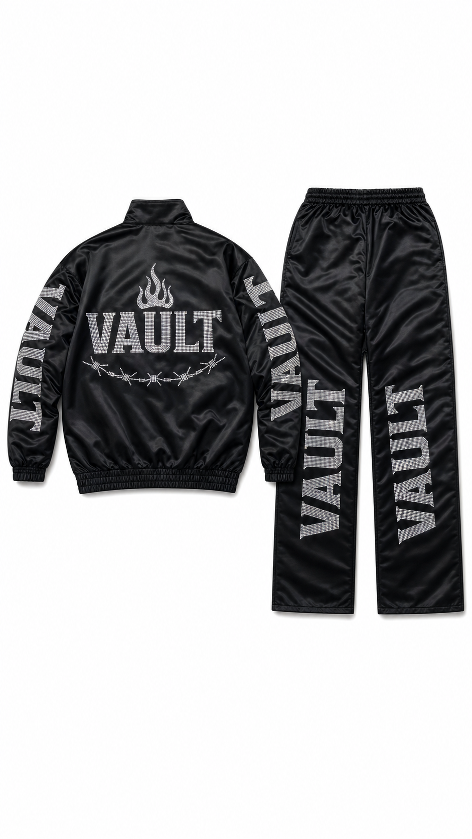 Vault Black Rhinestone Tracksuit Full Set Bundle
