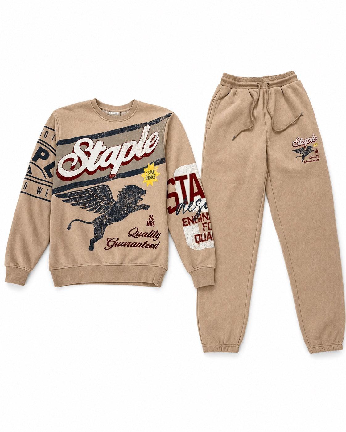 Staple Pegasus Graphic Fleece Sweatsuit Sets Sand