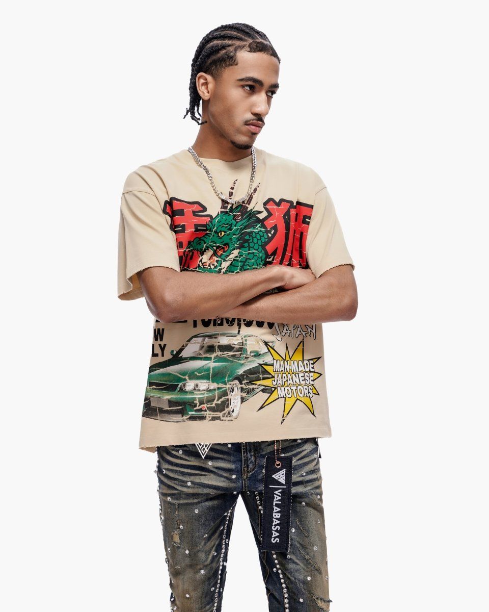 Valabasas Japanese Motors Tee Beige