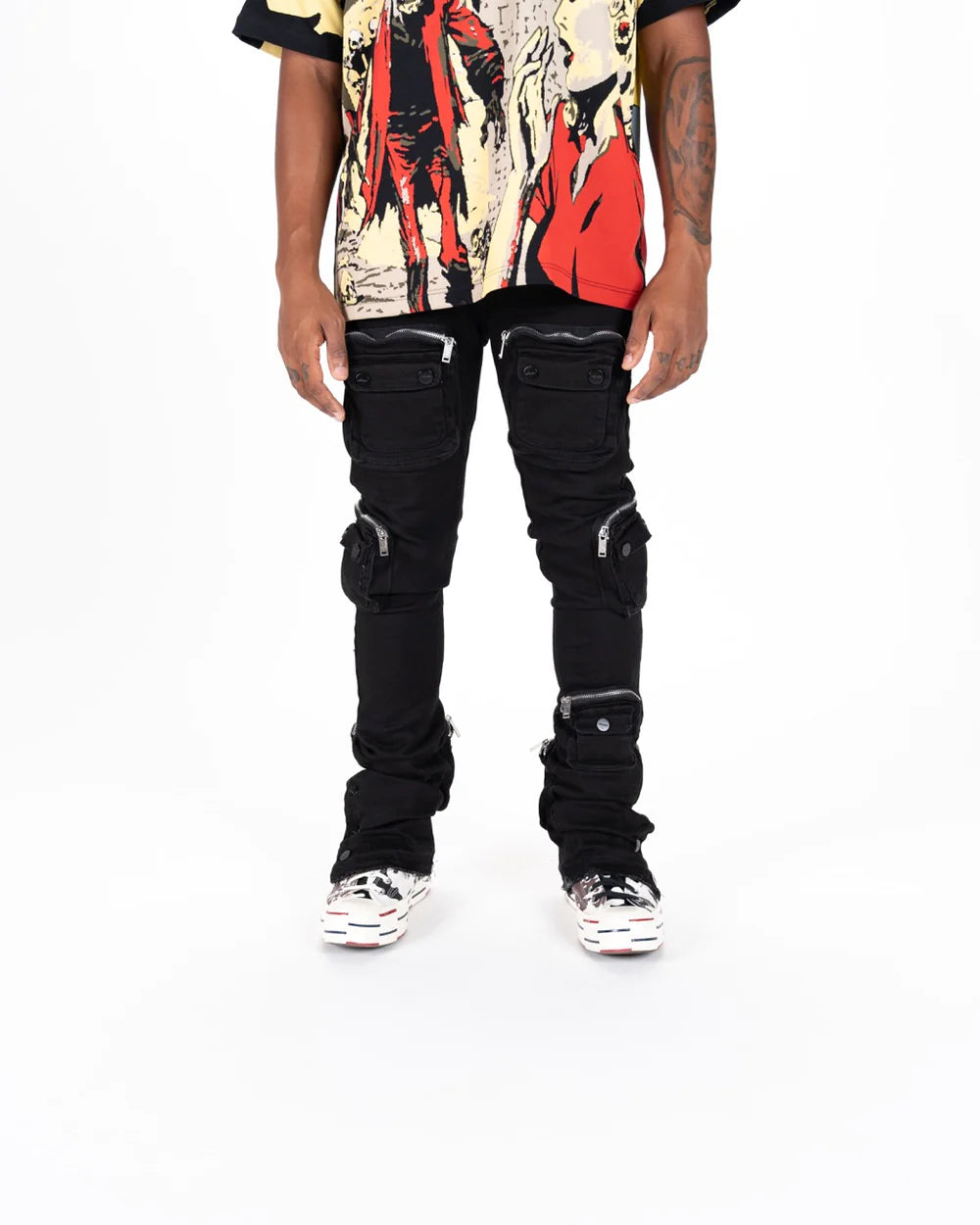 PHEELINGS
"JOURNEY TO GREATNESS" CARGO FLARE STACK DENIM