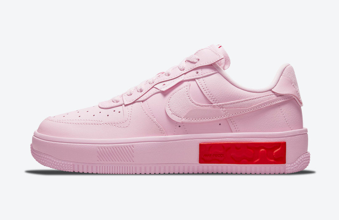 NIKE AIR FORCE 1 FONTANKA IN PINK WITH RED REACT FOAM BLOCKS