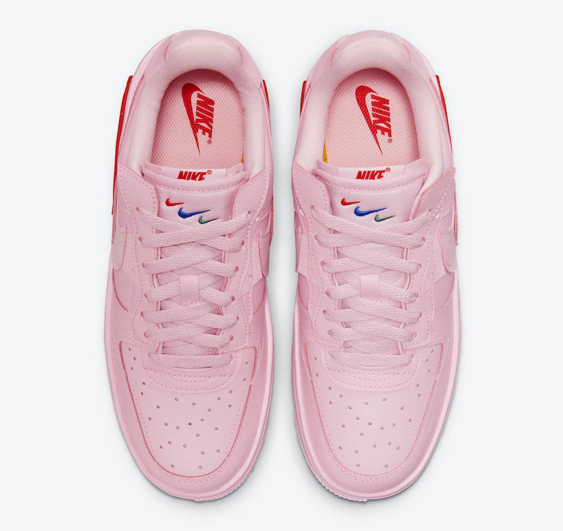 NIKE AIR FORCE 1 FONTANKA IN PINK WITH RED REACT FOAM BLOCKS