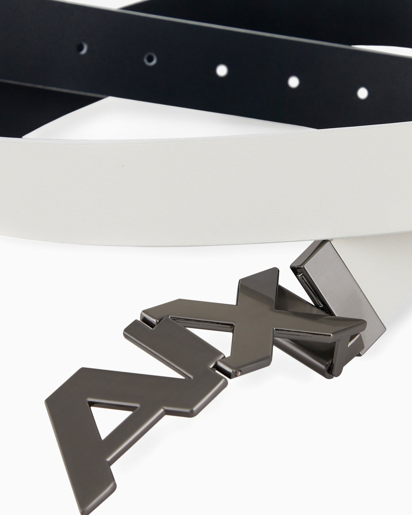 ARMANI EXCHANGE REVERSIBLE LEATHER BELT WITH SATIN METAL LOGO BUCKLE