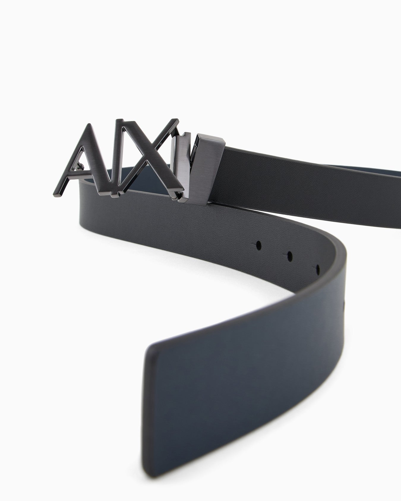 ARMANI EXCHANGE DOUBLE-SIDED BLACK LEATHER BELT