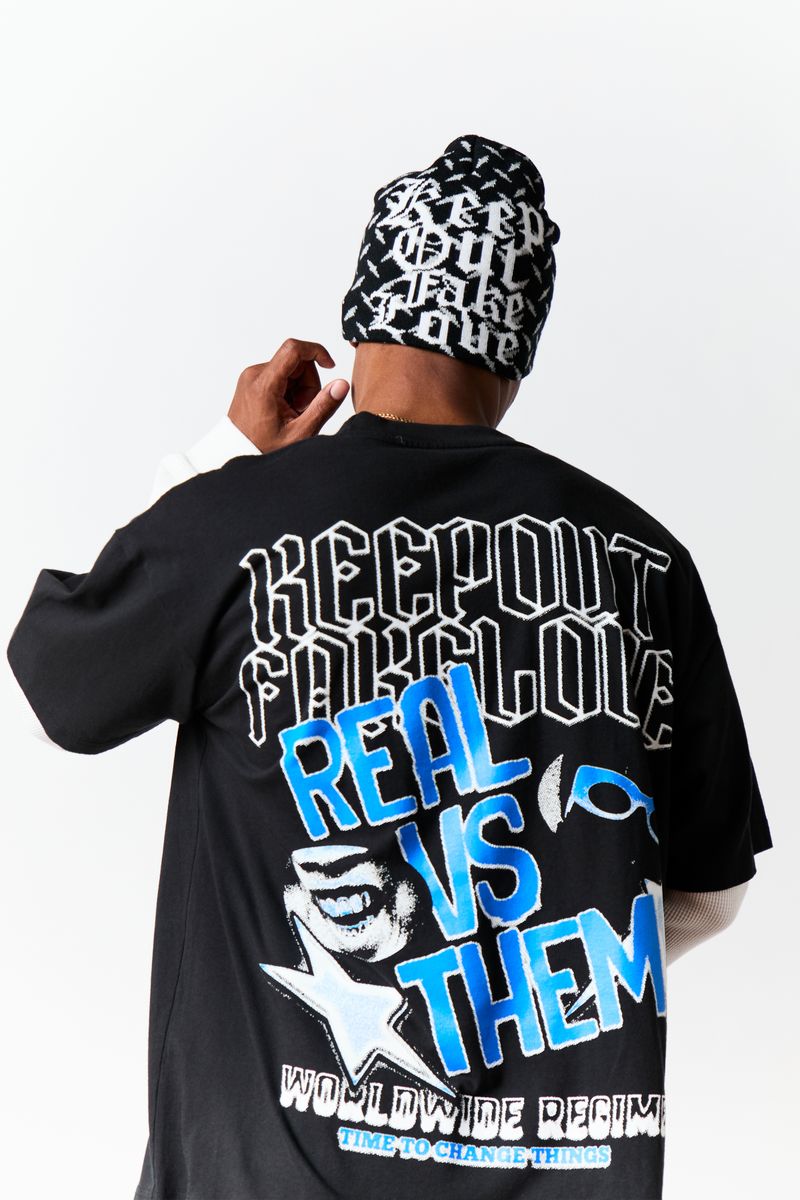 Keep out fake love DIAMOND CUT - BLACK - BEANIE