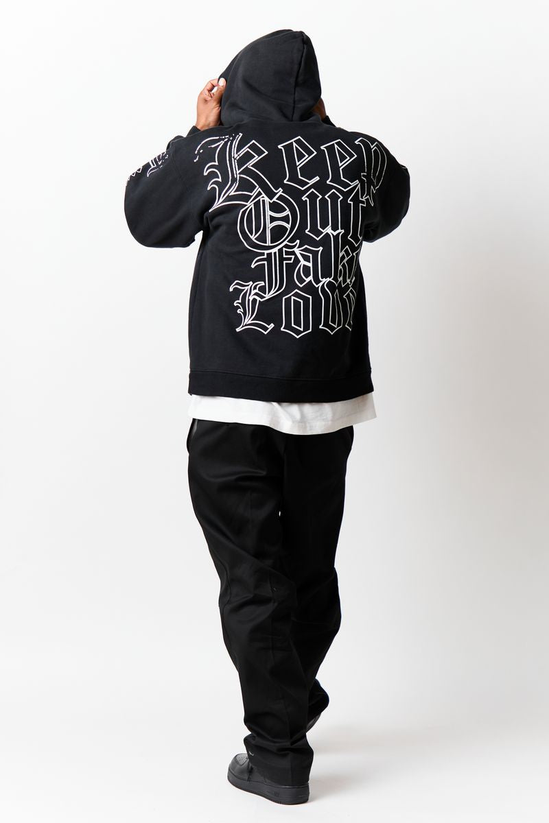 Keep out fake love TRUE SELF - JET BLACK - HOODIE - Screen Print