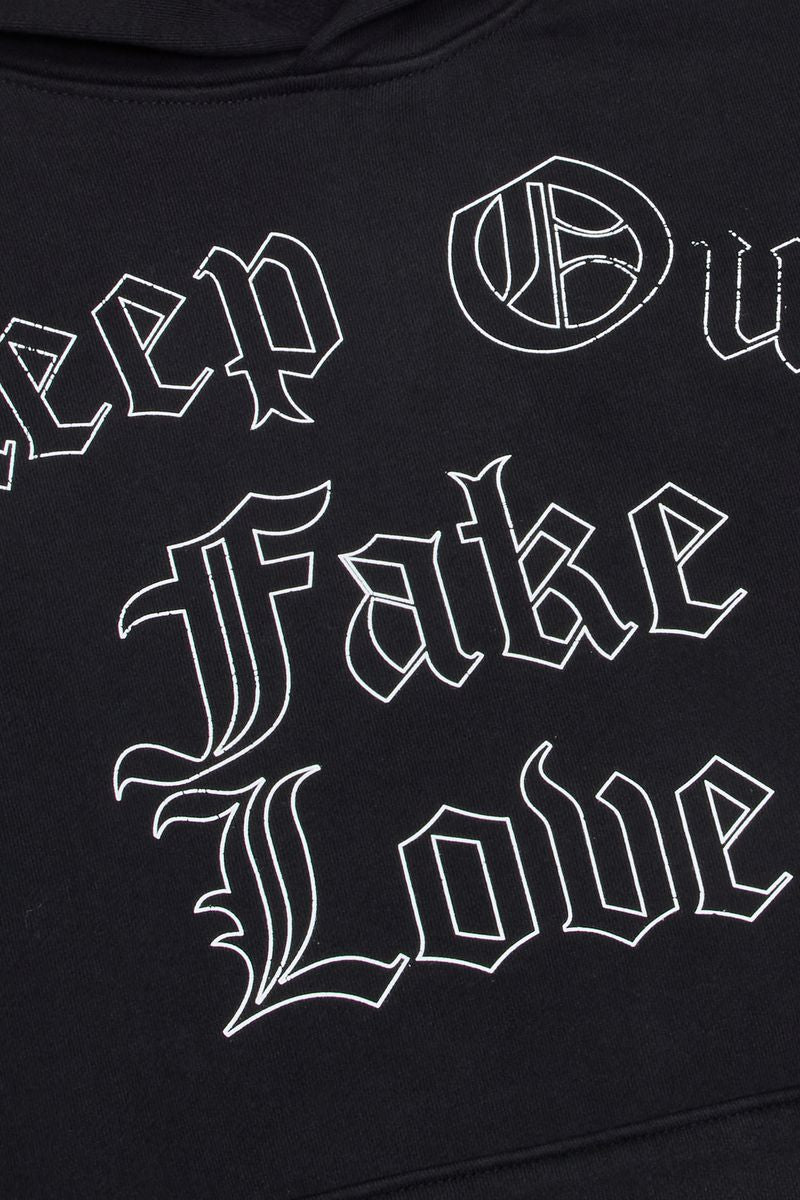 Keep out fake love TRUE SELF - JET BLACK - HOODIE - Screen Print