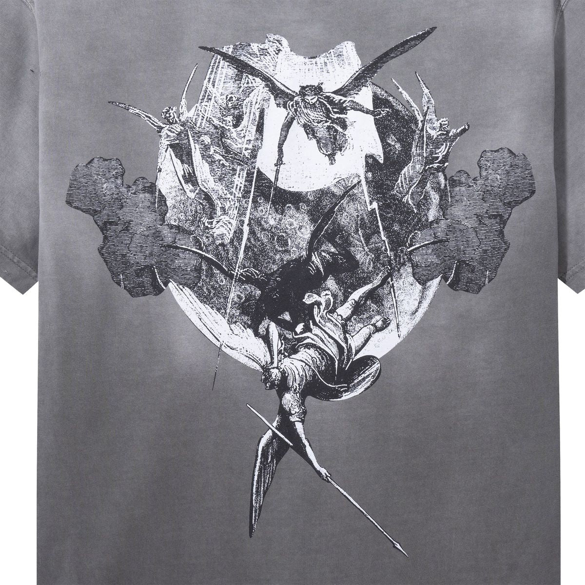 KOSUKE KAWAMURA GLITCH ARCH LOGO TREATED TEE GREY