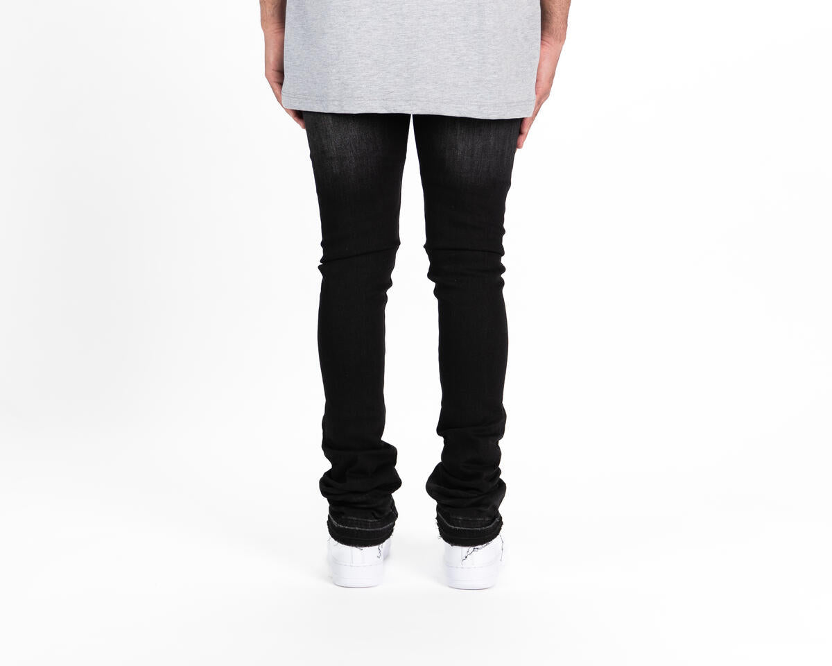 PHEELINGS "Now Or Never" Black Ripped Flare Stack Denim