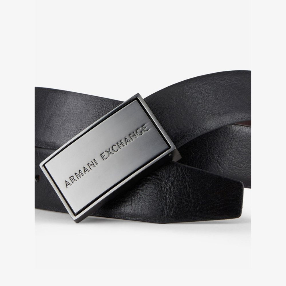 Armani Exchange Black Reversible Leather