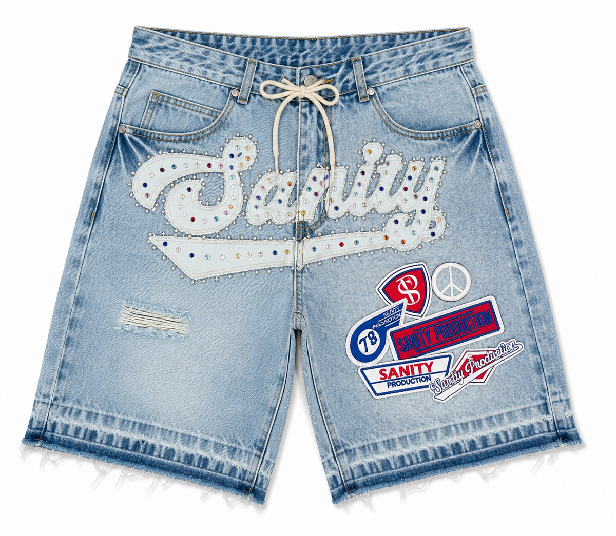 Foreign Brand Politics Shorts - Light Wash - SPR26-88