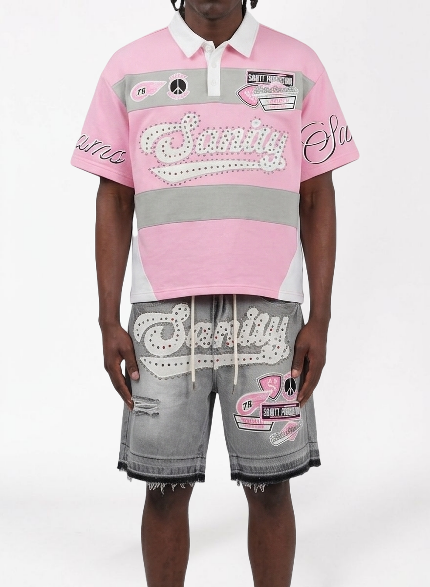 Foreign Brand Politics T-Shirt - Pink And White - SPR26-85