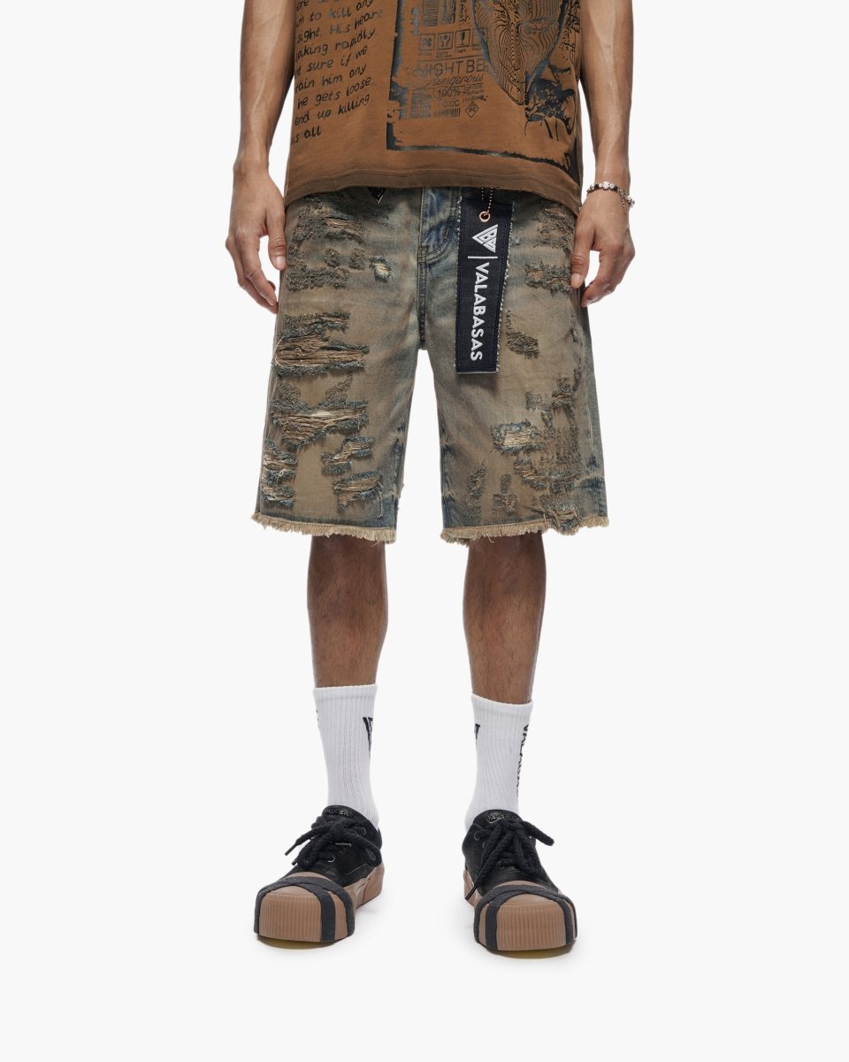 VALABASAS CLIPPED DENIM SHORTS – DIRTY VINTAGE BLUE