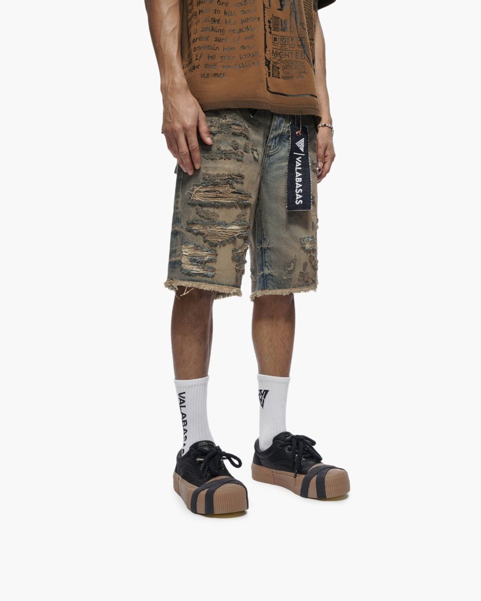 VALABASAS CLIPPED DENIM SHORTS – DIRTY VINTAGE BLUE