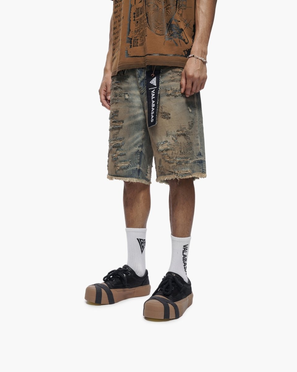 VALABASAS CLIPPED DENIM SHORTS – DIRTY VINTAGE BLUE