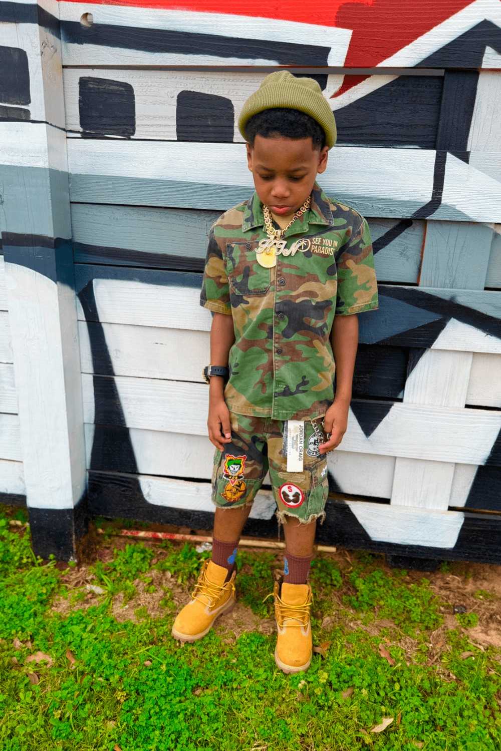 Jordan Craig See You In Paradise KIDS WAR ANGEL CARGO SHORTS (VINTAGE CAMO)