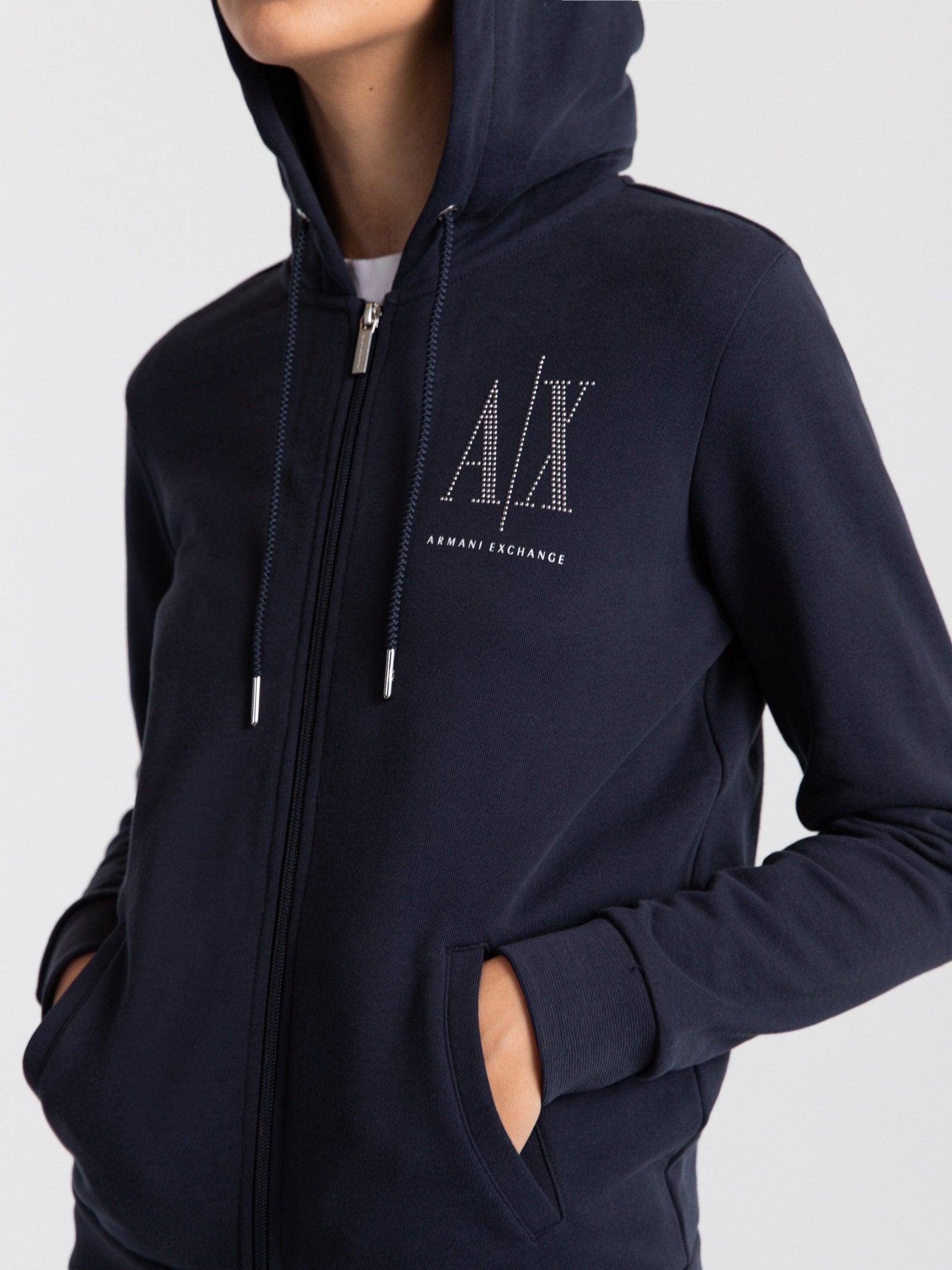 armani exchange navy zip up sweatshirt hoodies