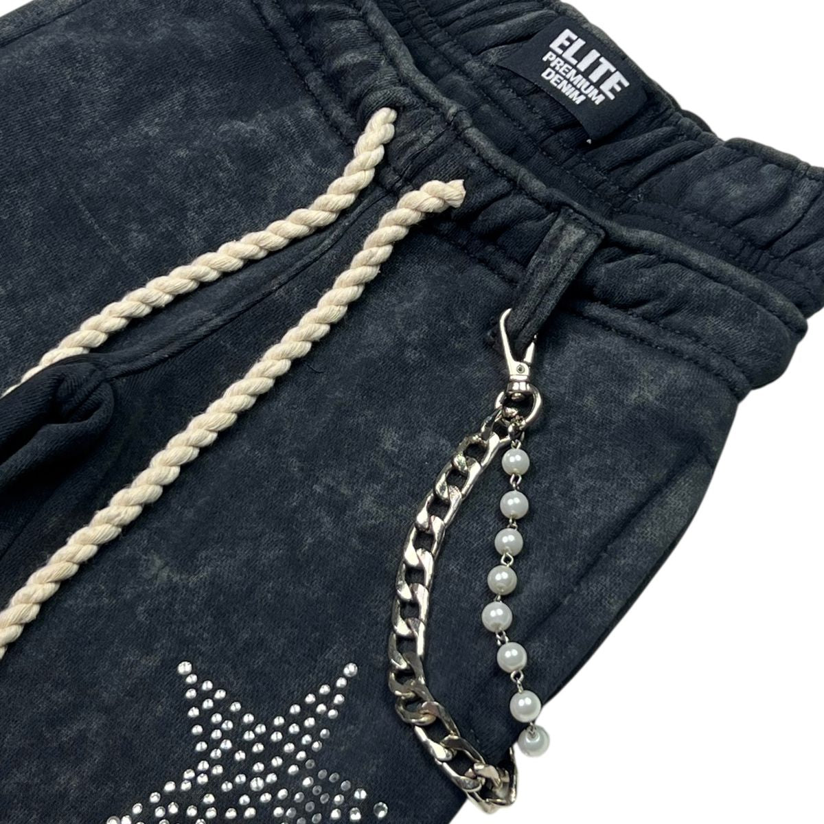 Elite – black skull rhinestone pearls premium kids fleece set