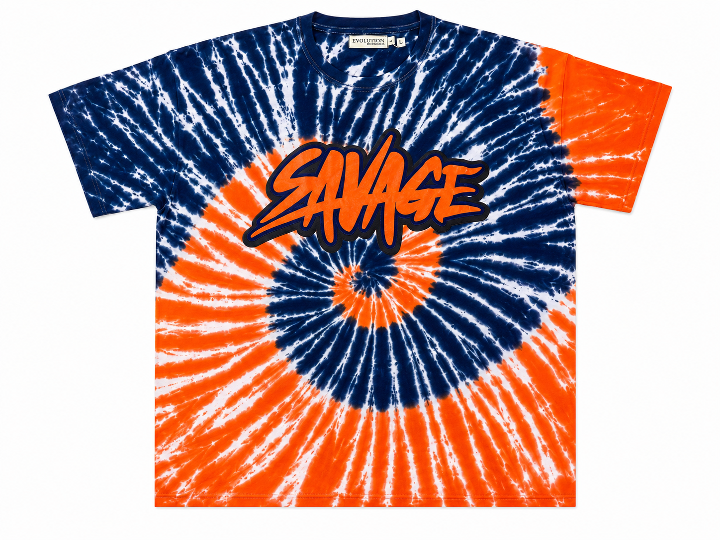 Evolution In Design Orange/Navy Tie-Dye Graphic Tee & Shorts Set – 5XL