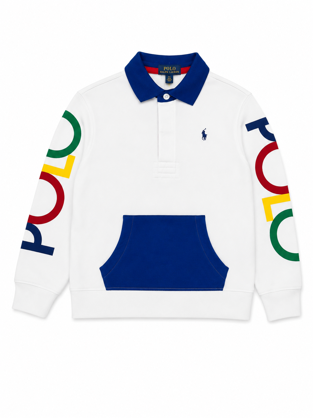 Polo Ralph Lauren Kids White Graphic Fleece Pullover Hoodie Sweatshirt