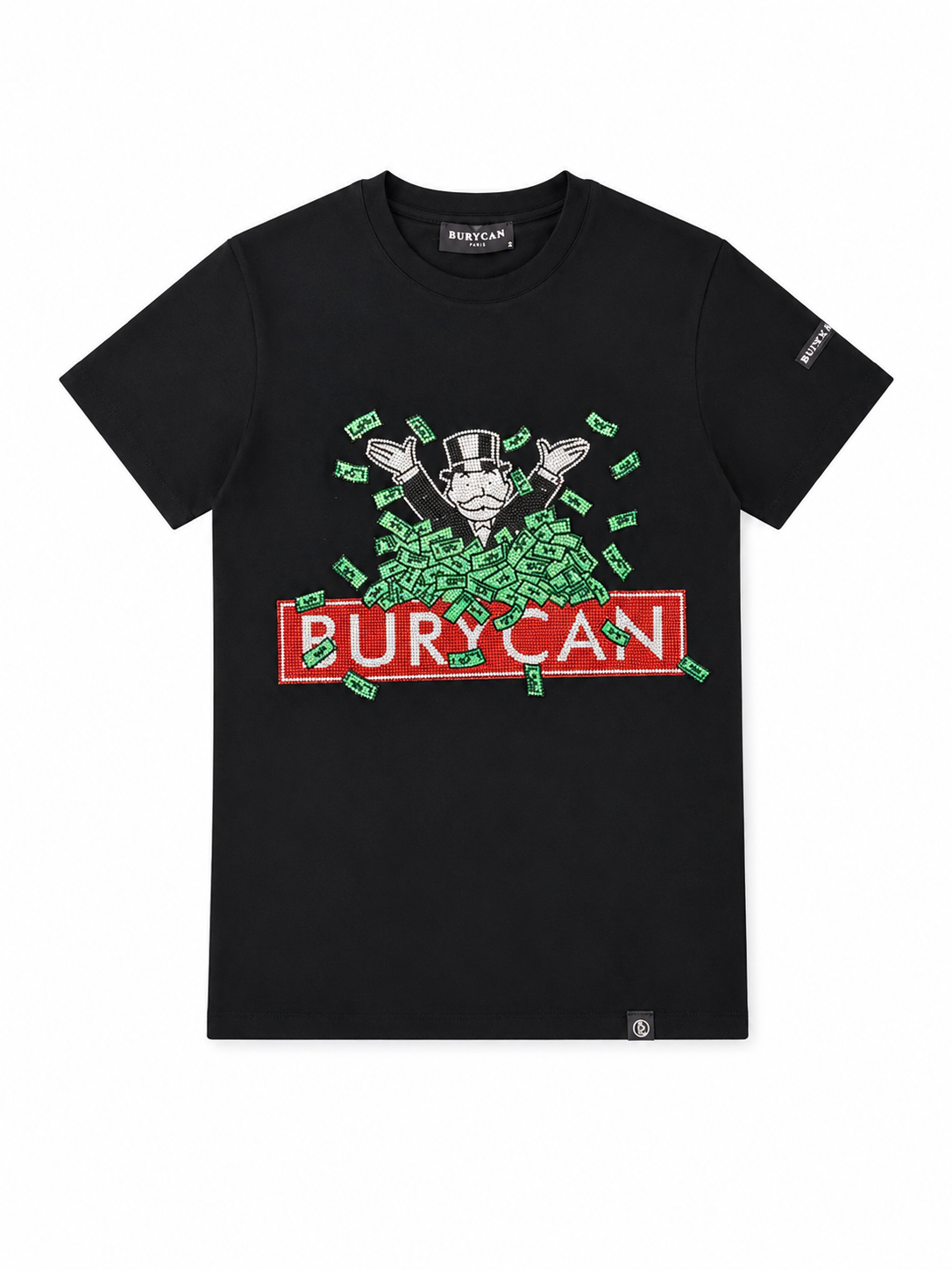Burycan Paris Money Man Rhinestone Tee Black