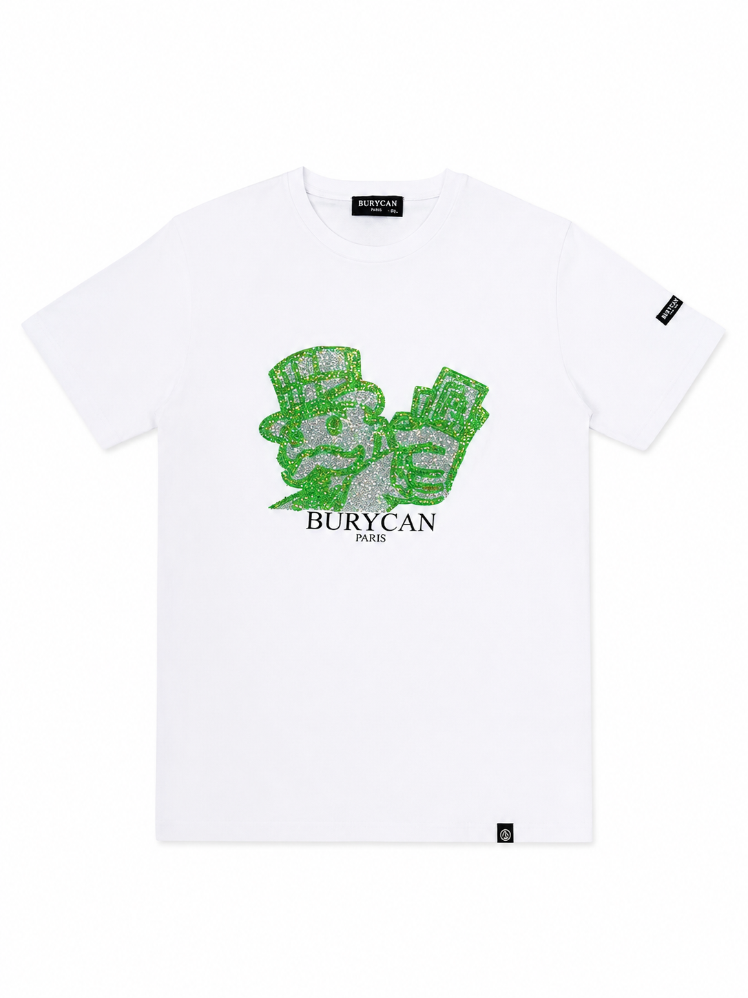 Burycan Paris Money Man Rhinestone Tee White