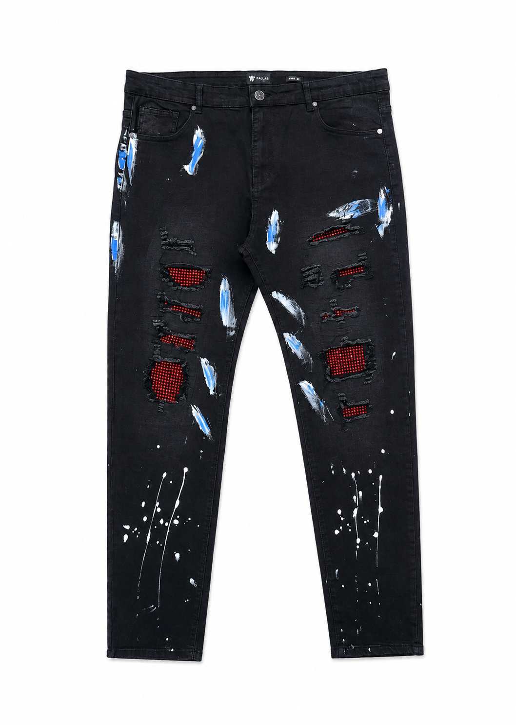 Waimea M5000D Black Wash Distressed Paint Splatter Jeans