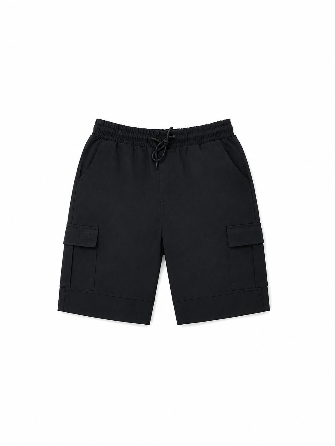 Men’s Black Cargo Shorts with Elastic Drawstring Waist