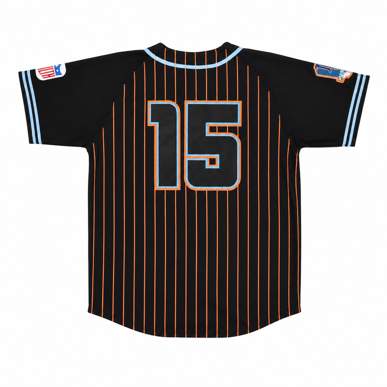 Headgear Classics Miami Giants #15 Negro League Baseball Jersey Black Pinstripe