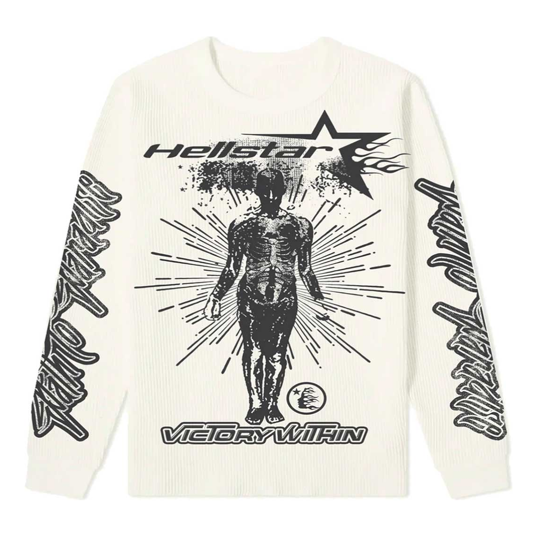 Hellstar Studios Victory Thermal Long Sleeve T-Shirt 'Cream'MEN'S