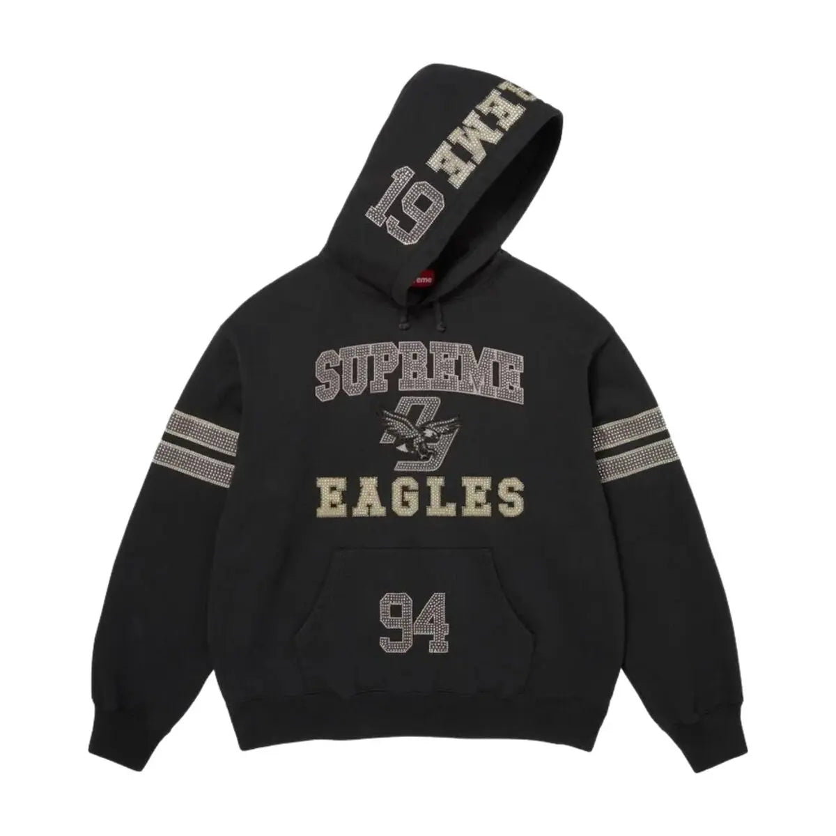 Supreme® Rhinestone Eagle Hooded Sweatshirt - Black