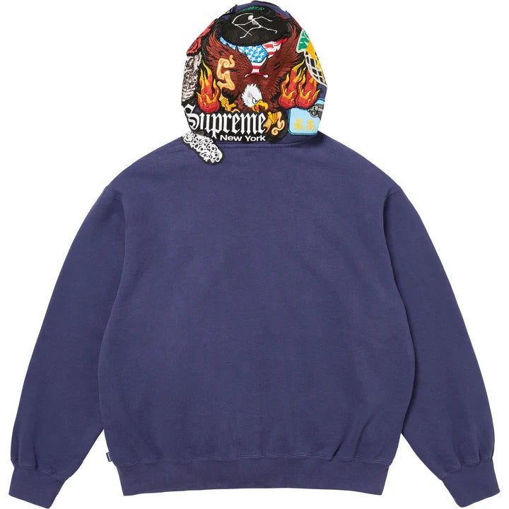 SUPREME® PATCHES ZIP UP HOODED SWEATSHIRT PURPLE