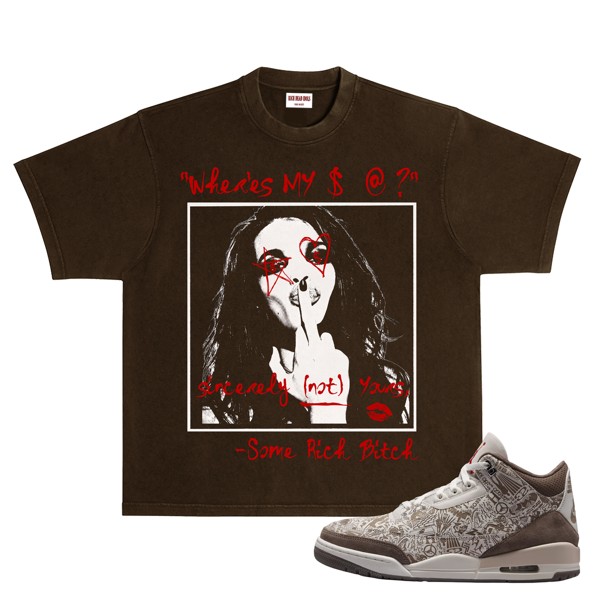 Rich Dead Idols "SOME RICH B!TCH" T-SHIRT BROWN