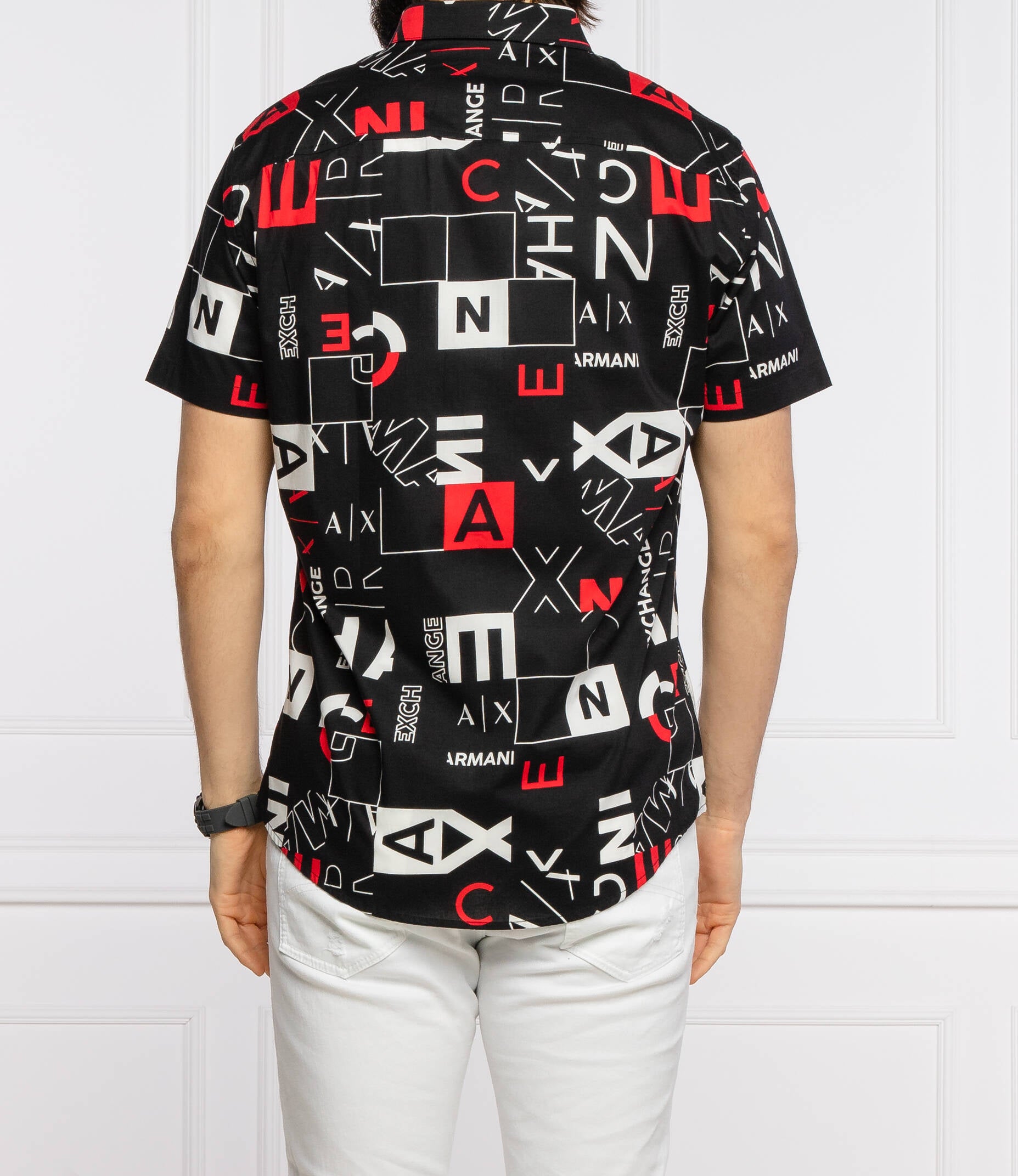 Armani Exchange Button Down Black Red shirt