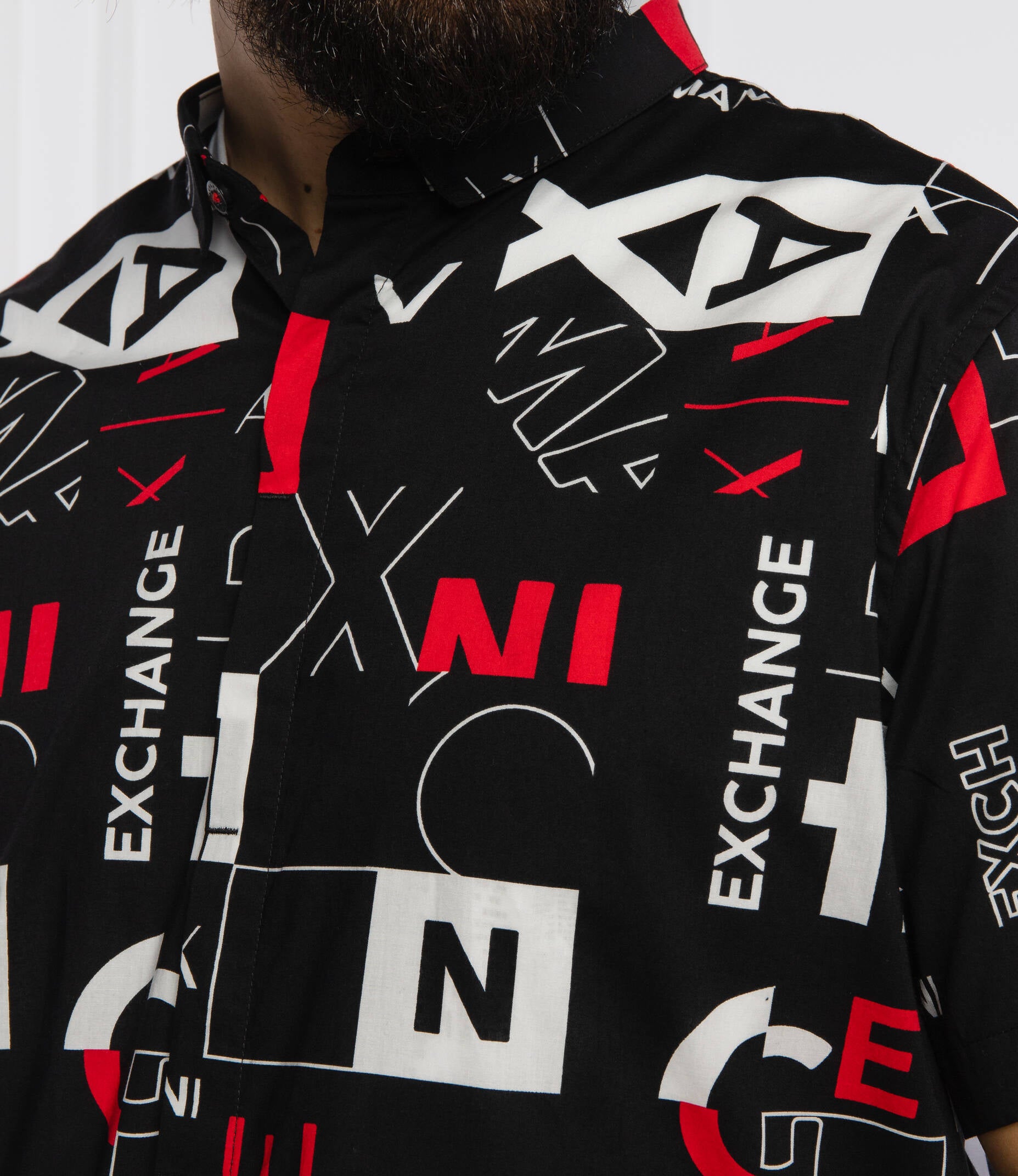 Armani Exchange Button Down Black Red shirt