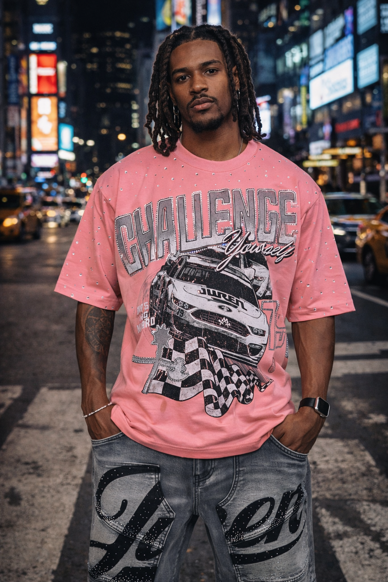 Juren CHALLENGE YOURSELF PINK SHIRT B&T (JRN-SPG226-015-BT)