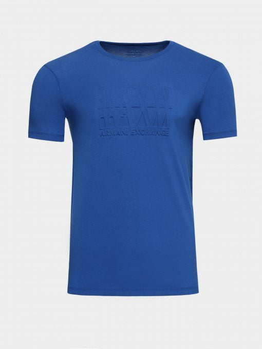 Armani Exchange 3D AX Logo Blue T Shirts