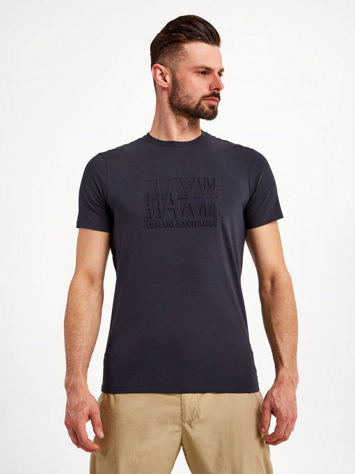 Armani Exchange Navy 3D AX Logo T Shirts