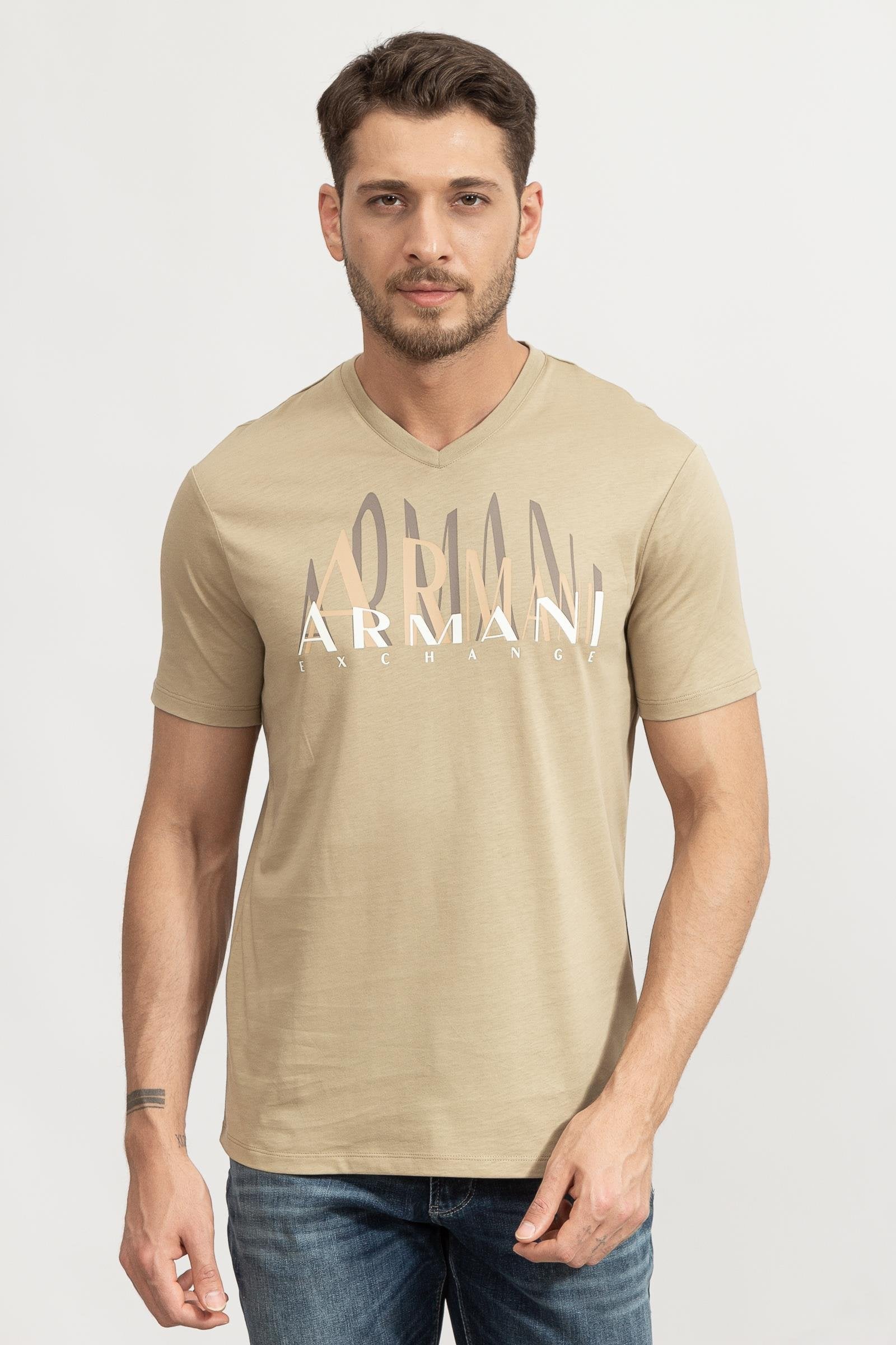 Armani Exchange Khaki Color T-Shirts