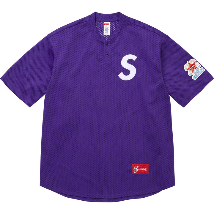 Supreme Shop S Logo Baseball Henley Purple Los Angeles