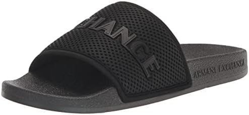 Armani exchange icon logo single strap slides Sandals (black)