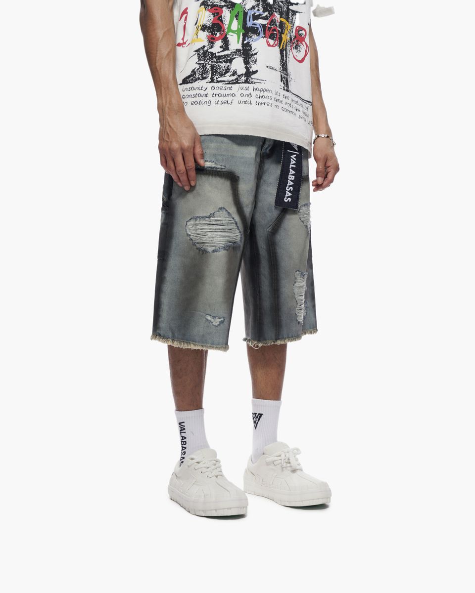 Valabasas "REVOLT" BAGGY DENIM SHORTS