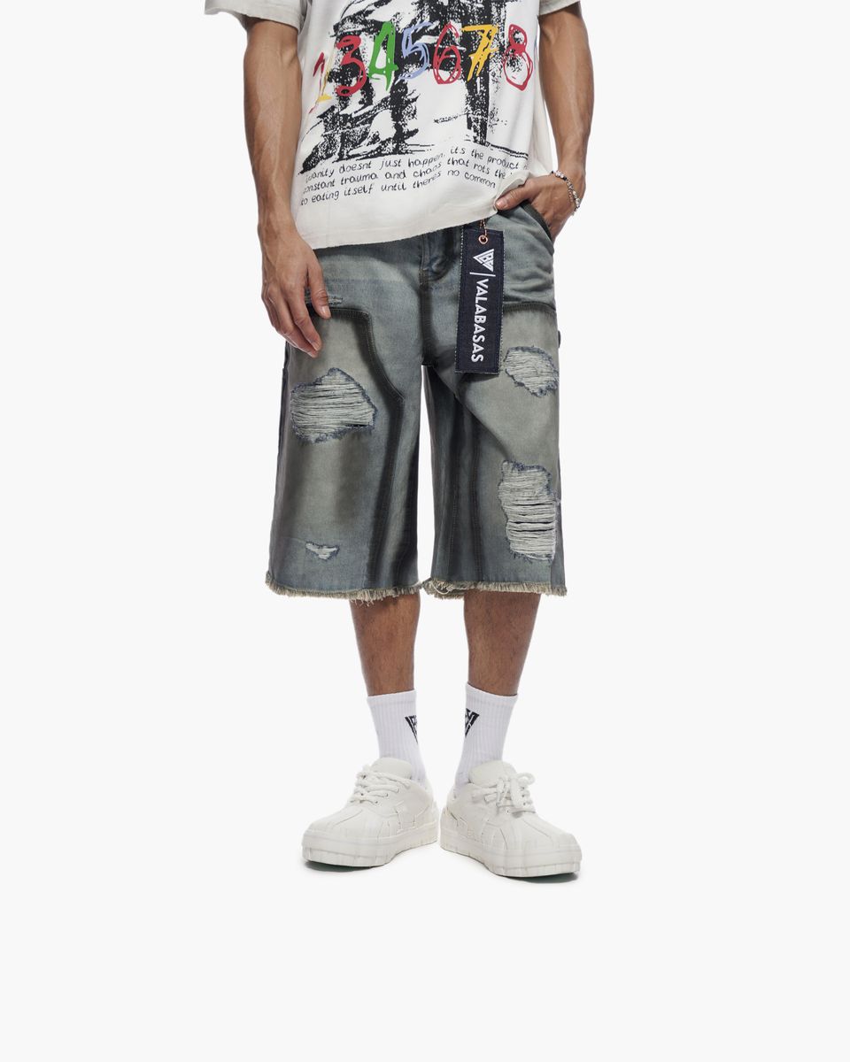 Valabasas "REVOLT" BAGGY DENIM SHORTS