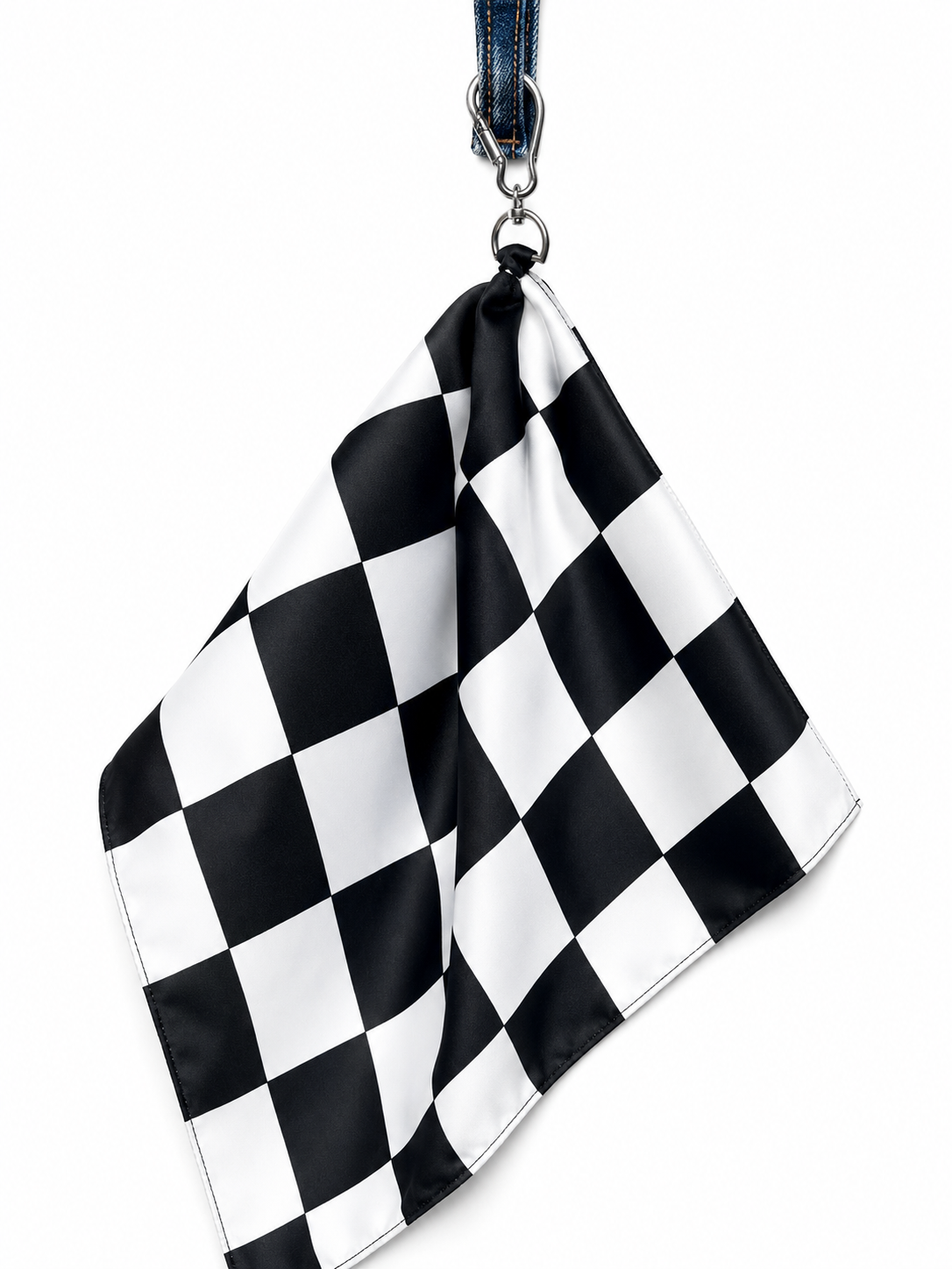 GFTD Checkered Carabiner Scarf – Black & White Checker Pattern Accessory