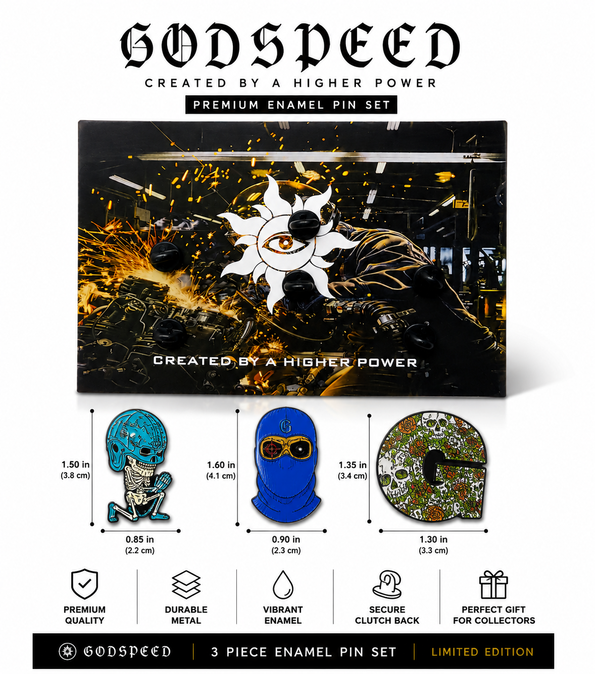 Godspeed New York 3-Piece Premium Enamel Pin Set