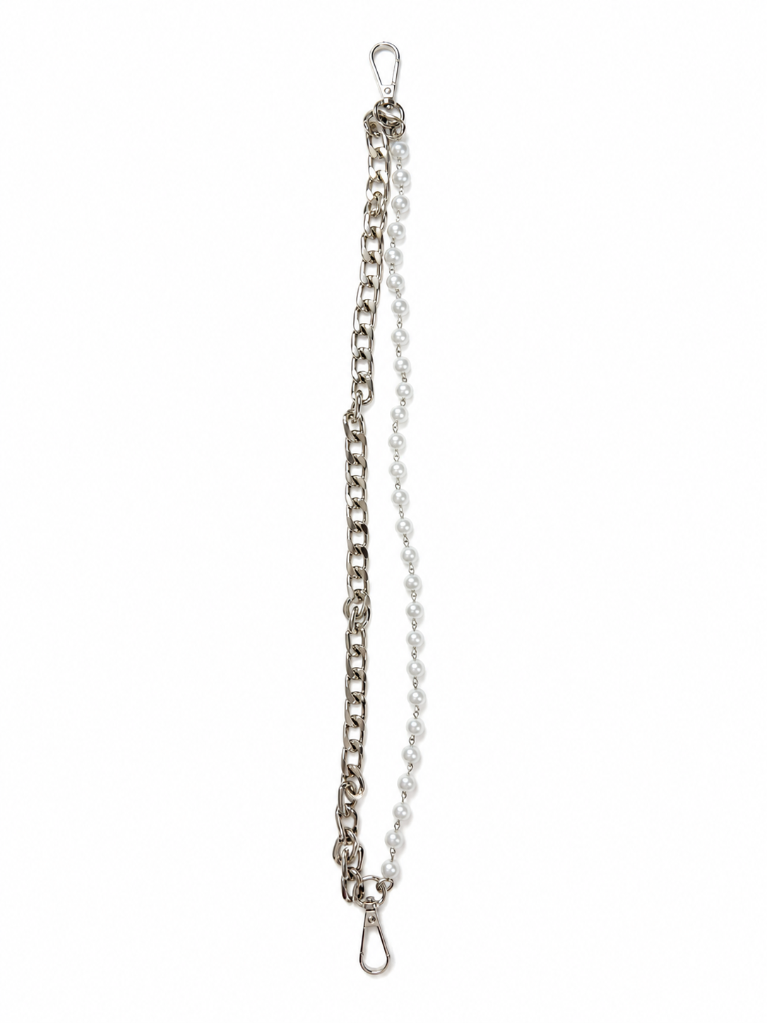 Elite Dual Chain & Pearl Pant Loop Chain – Silver – 15 Inch