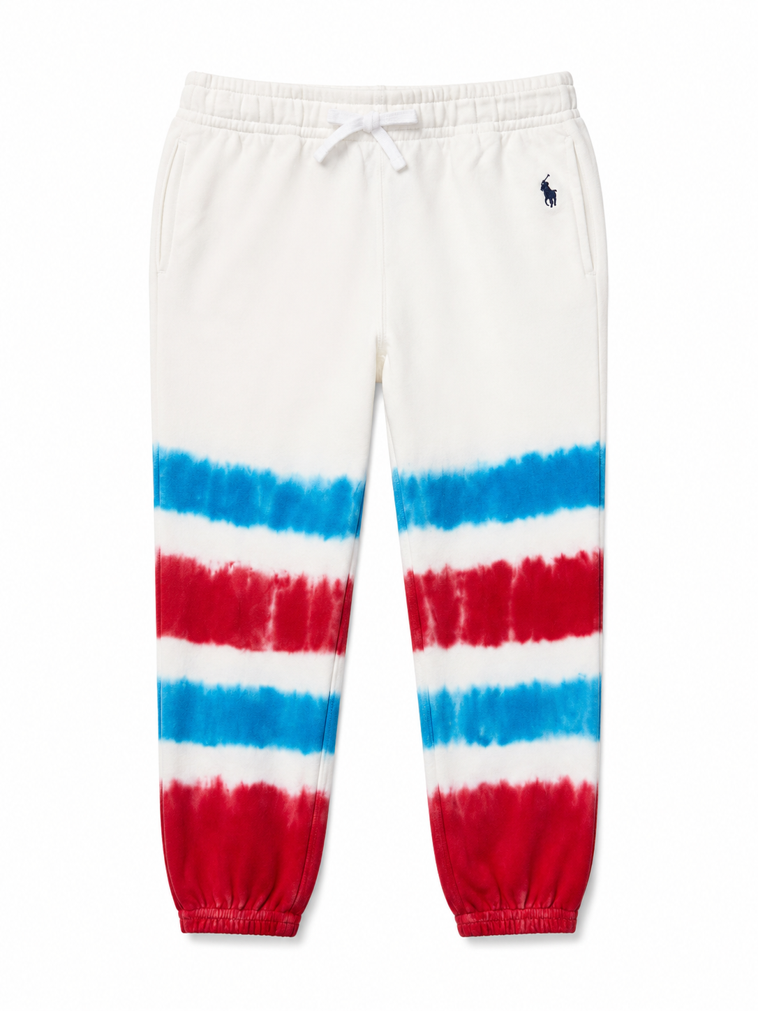 Polo Ralph Lauren Girls Tie-Dye Fleece Jogger Pants Red White Blue